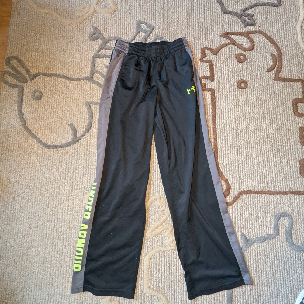 Bundle 4 For $5 sale Under Armour Kids Black and Gray Joggers with Neon Accents